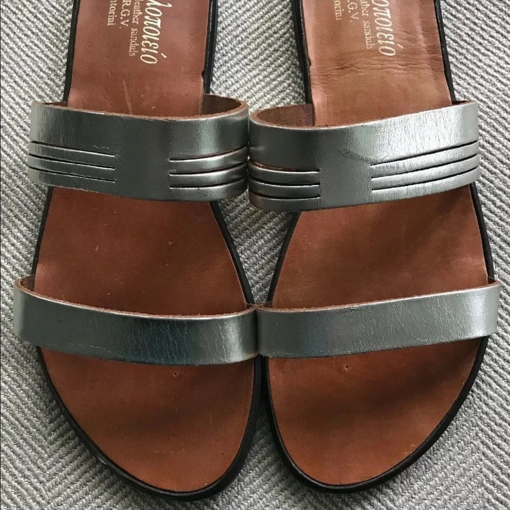 Greek Style Gold Leather Sandal Handmade Sz11/EU41